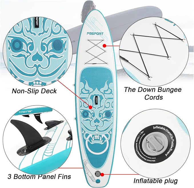 FBSPORT 11' Premium Stand Up Paddle Board, Yoga Board - Image 3
