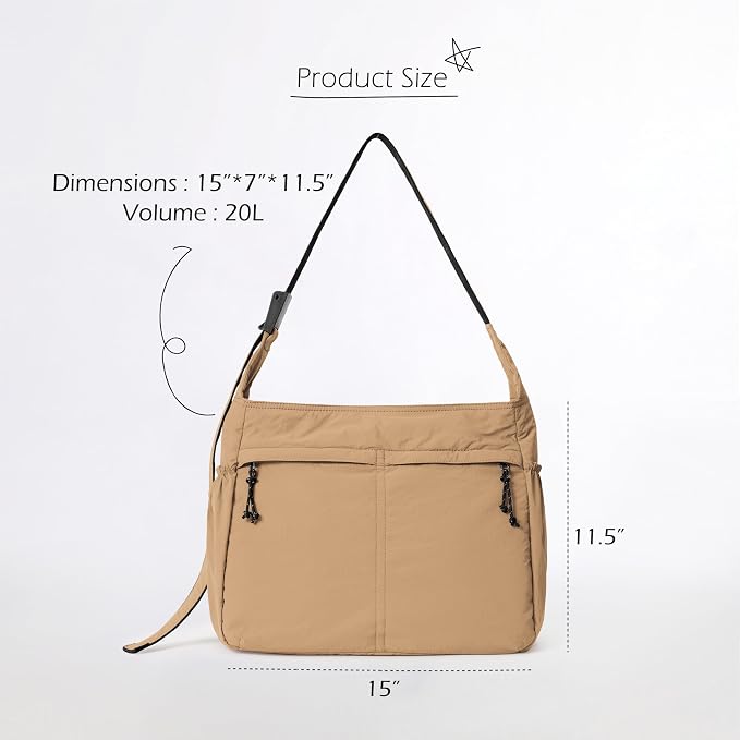 ODODOS 20L Crossbody Tote Bag Large Capacity Lightweight Hobo Shoulder Sling - Image 6