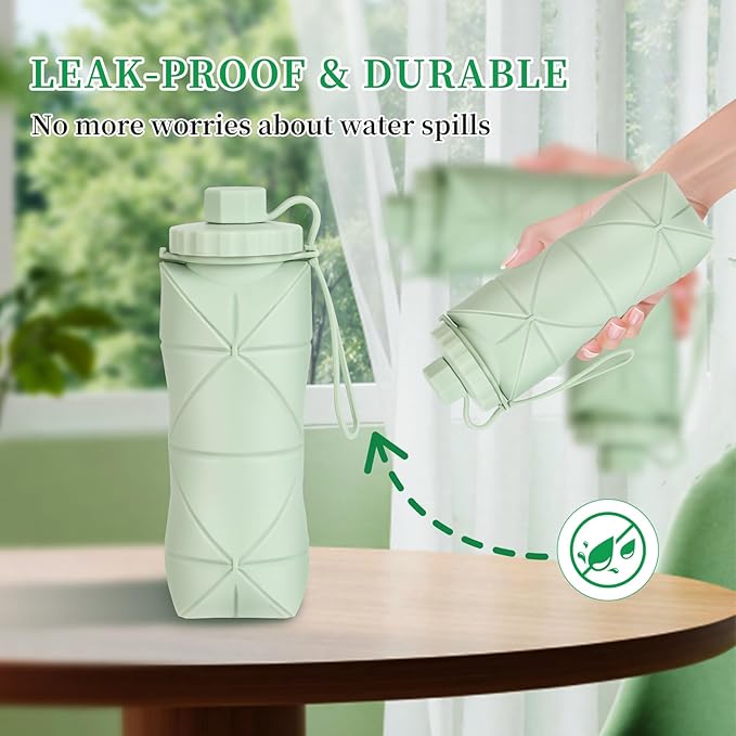 YCT Collapsible Silicone Travel Water Bottle 20oz, Reuseable Leakproof BPA Free - Image 4