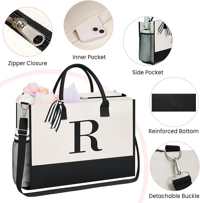 BAGAIL Initial Tote Bag, Personalized Birthday Gifts - Image 3