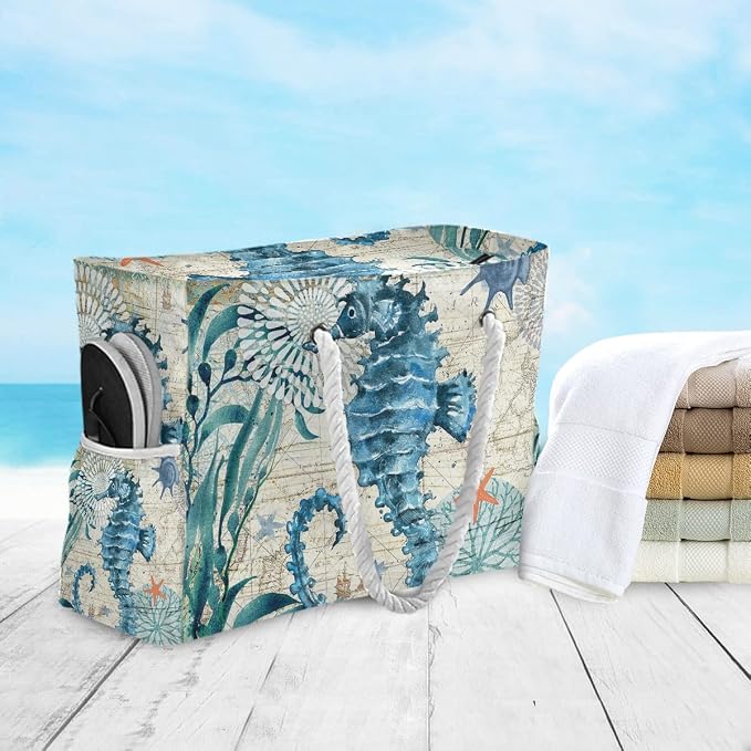 senya Large Beach Bags Totes Canvas Tote Shoulder Bag Soft Wave Water Resistant - Image 5
