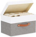 Fabric Storage Bins with Lids, 1 Pack Linen Foldable Cloth Baskets, 15 x 9.8 x by YheenLf