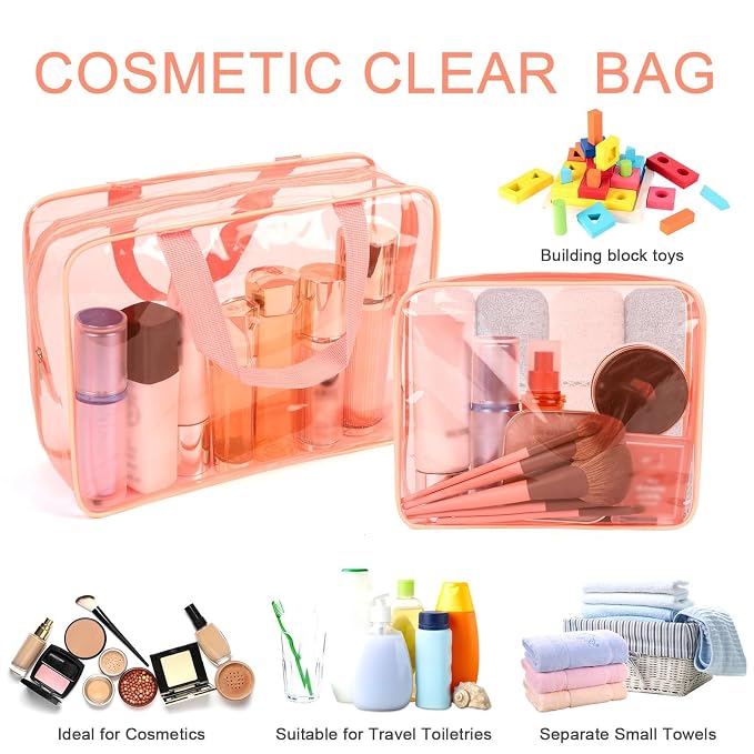 APREUTY Clear Makeup Bags, TSA Approved 6 Pcs Cosmetic Makeup Bags Set Clear PVC - Image 3