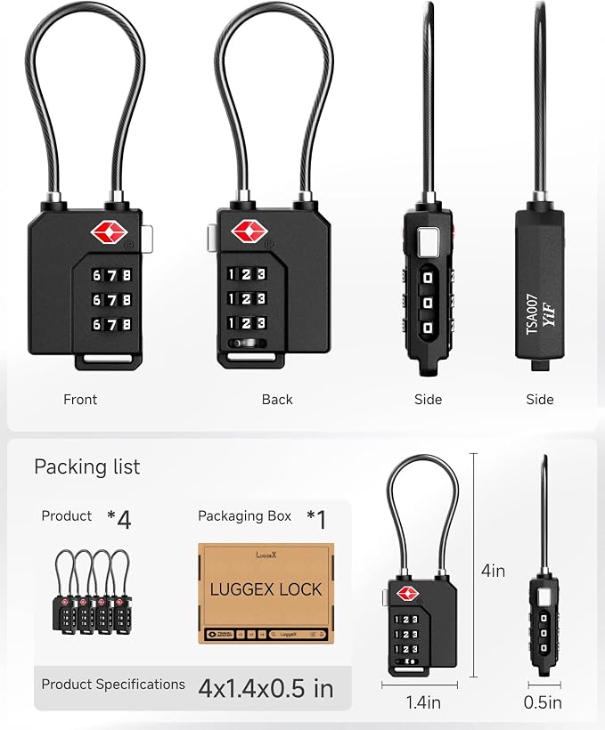 LUGGEX TSA Locks for Luggage, Suitcase Locks TSA Approved, Luggage Locks - Image 9