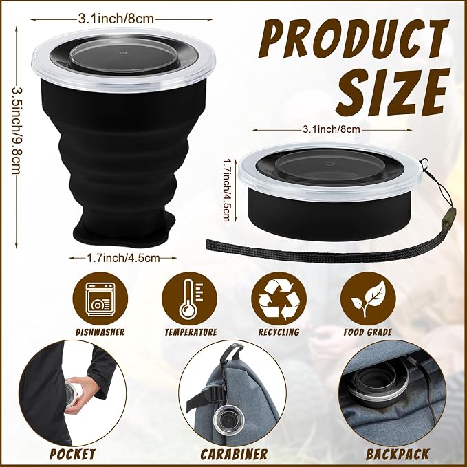 12 Pcs Silicone Collapsible Cup 7.04 oz Folding Camping Travel Collapsible - Image 2
