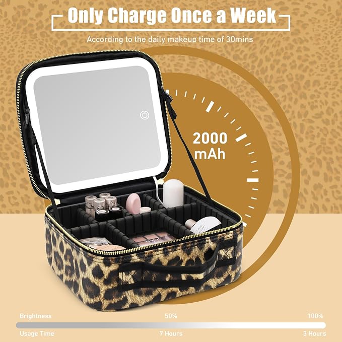 Makeup Bag with Magnetic Detachable Lighted Mirror, Travel Makeup Bag with - Image 6