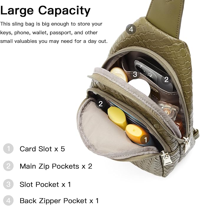 Telena Small Sling Bag for Women Leather Crossbody Fanny Packs Chest Bag for - Image 2
