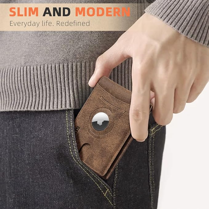 RUNBOX AirTag-Wallet-Mens-Slim-RFID Blocking Wallets Leather - Image 7