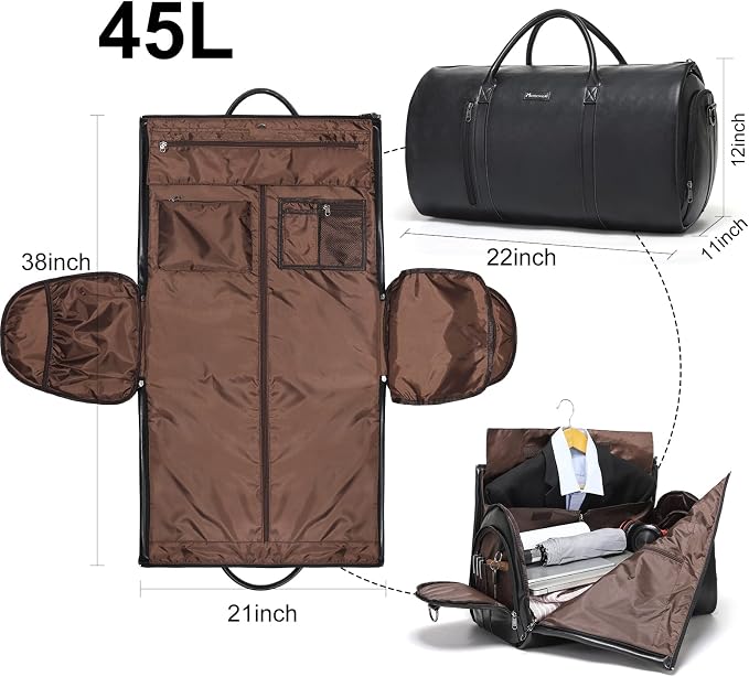 Modoker Convertible Leather Garment Bag, Carry on Garment Bags - Image 5
