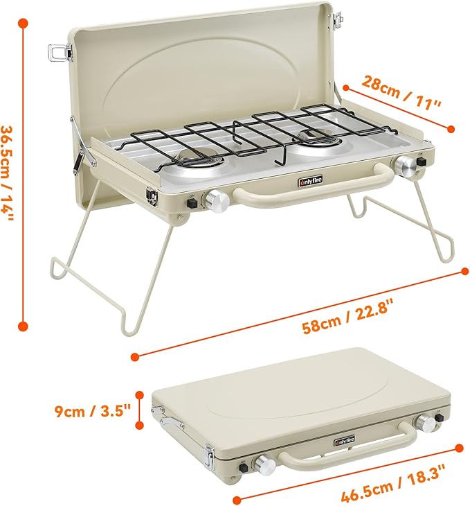 ONLYFIRE OUTDOOR LIVING Portable Camping stove 2-Burner, Propane Gas Stove - Image 2