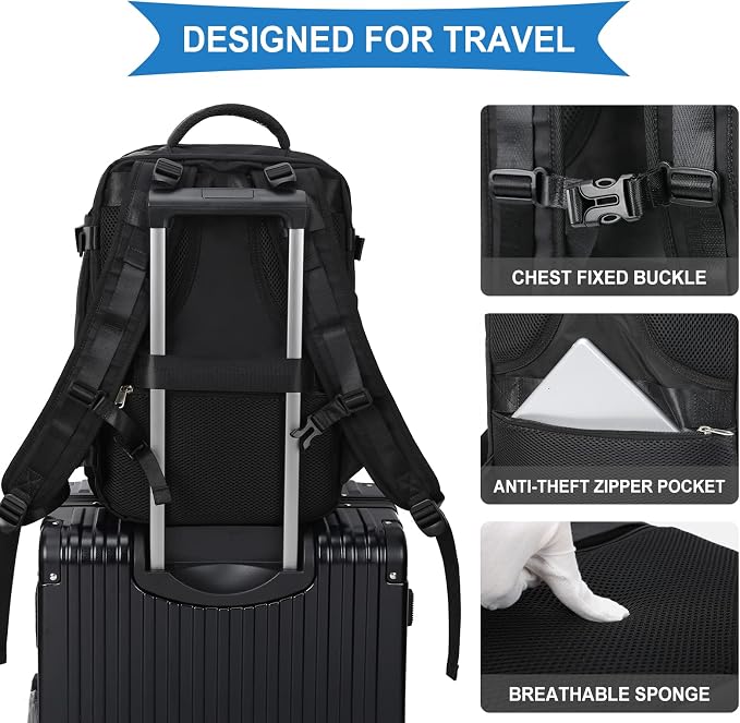 coowoz Large Travel Backpack For Women Men, Carry On Backpack Flight Approved - Image 6