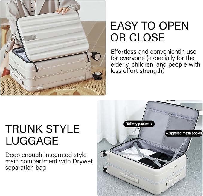 Hanke 24 Inch Checked Luggage PC Hard Case Luggage Top Opening Aluminum Frame - Image 5