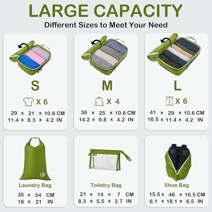 Cipway Compression Packing Cubes, Lightweight Travel Luggage Organizers - Image 6
