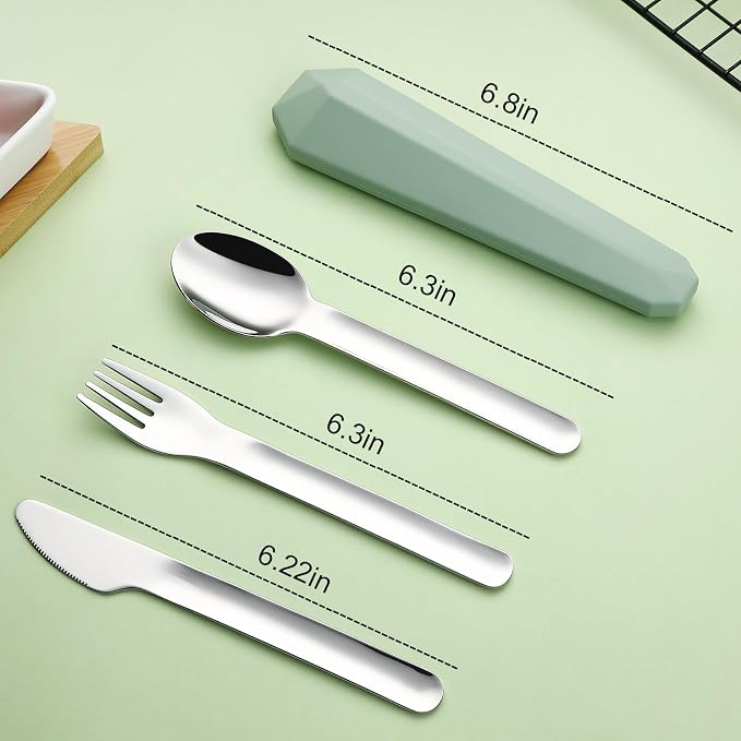 DEVICO Travel Utensils with Case, Reusable Camping Silverware Cutlery, 18/8 - Image 3