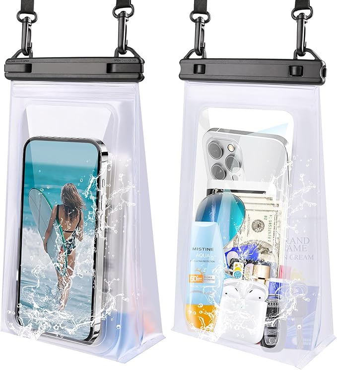 2 Pack Large Waterproof Phone Pouch, IPX8 Double Sealing Floating Waterproof Bag by PEDVSTY