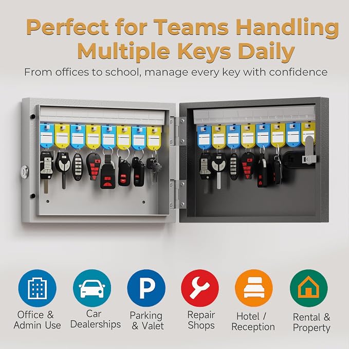 16 Key Lock Box, Key Cabinet Organizer, Key Safe Security Storage Lockbox Holder - Image 4