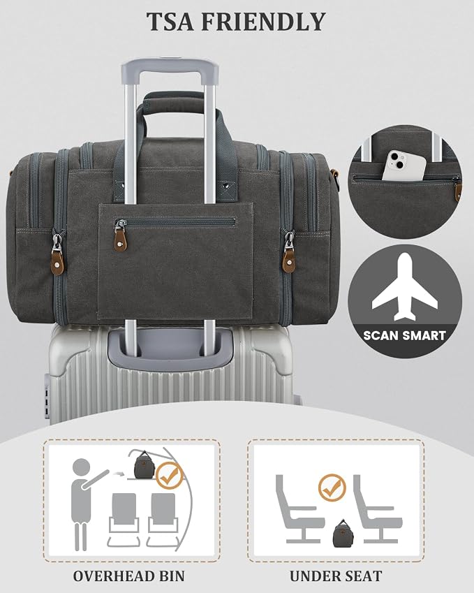 Gonex Canvas Duffle Bag for Travel, Expandable Water Resistant 50L Carry on - Image 7