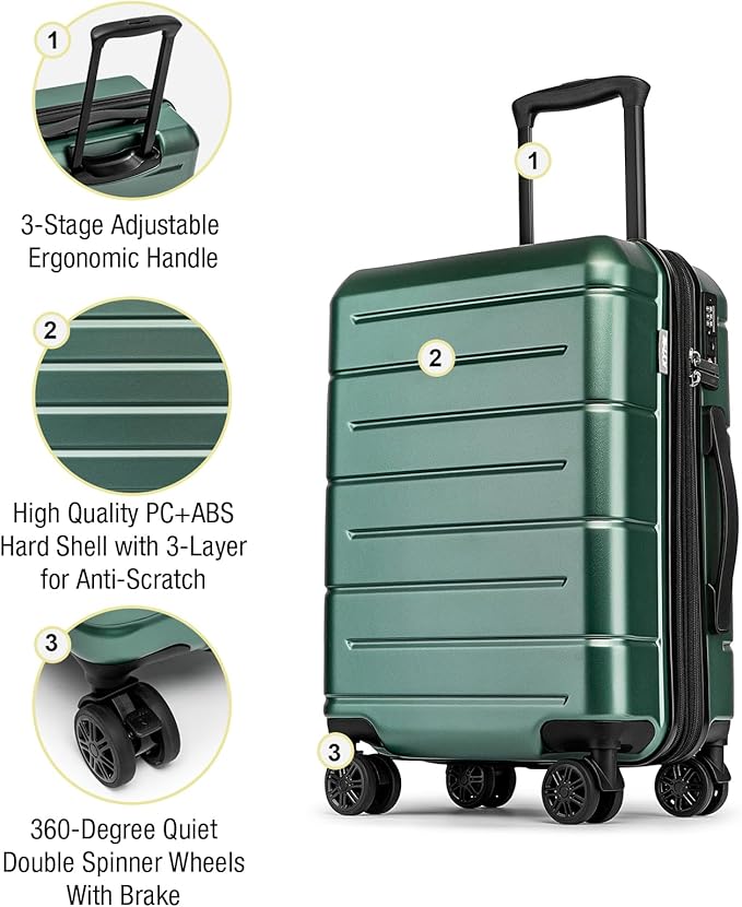 KYME Green Carry On Luggage 22x14x9 Airline Approved Expandable 20 Inch - Image 5