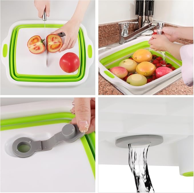 2 Pack Collapsible Cutting Board, Foldable Dish Tub - Image 4
