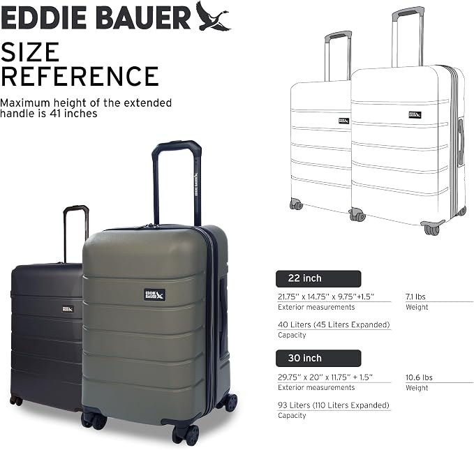 Eddie Bauer Glacier Checked 30" Luggage | Hardside | Spinner Wheels | - Image 3