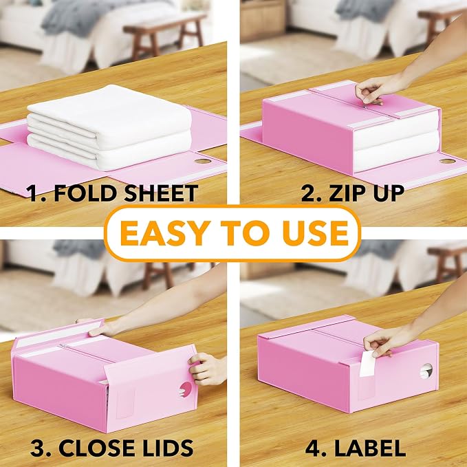SpaceAid 12 Pack Bed Sheet Organizers and Storage, Foldable Sheet Organizer - Image 3