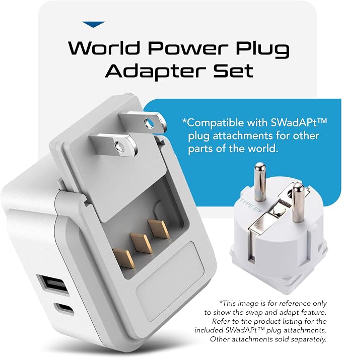 Ceptics World Power Plug Adapter Set, Dual USB & USB-C 3.1A, 20W - Image 5