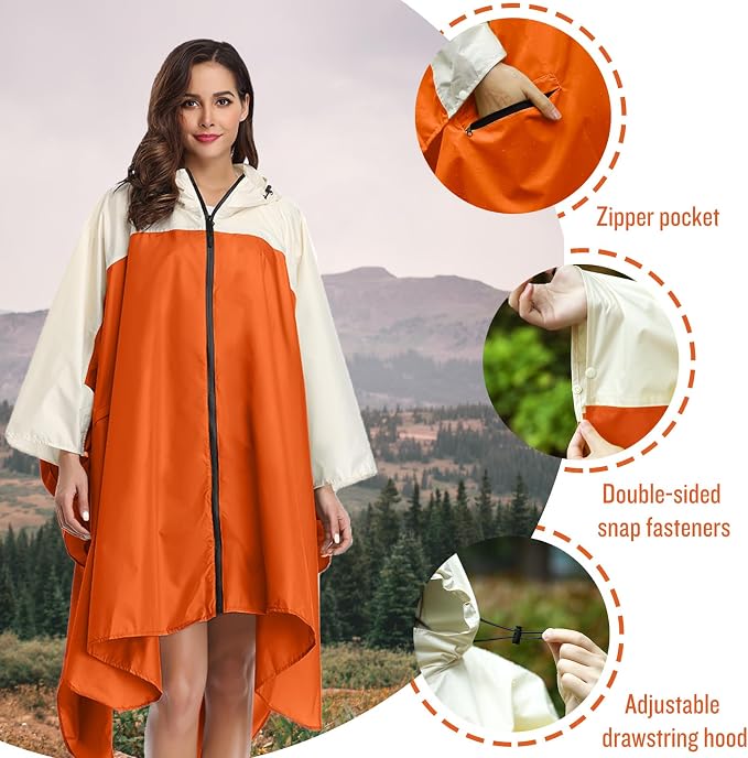SaphiRose Unisex Rain Poncho Hooded Waterproof Raincoat - Image 3