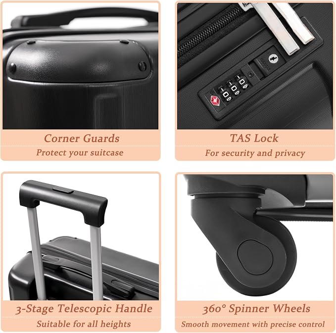 Merax Carry on Luggage Set, 20 Inch Hardshell ABS Suitcase - Image 4
