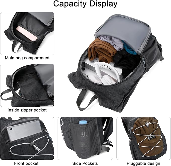 BOVIP 20L Hiking Backpack Lightweight Packable Hiking Daypack Small Travel - Image 3