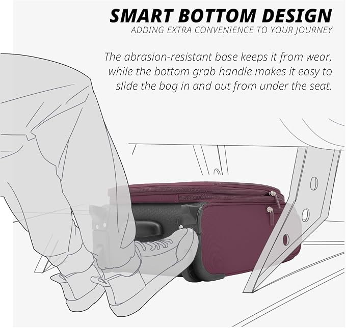 Verage Under Seat Luggage with Wheels, Softside Expanable Small Suitcase Carry - Image 7