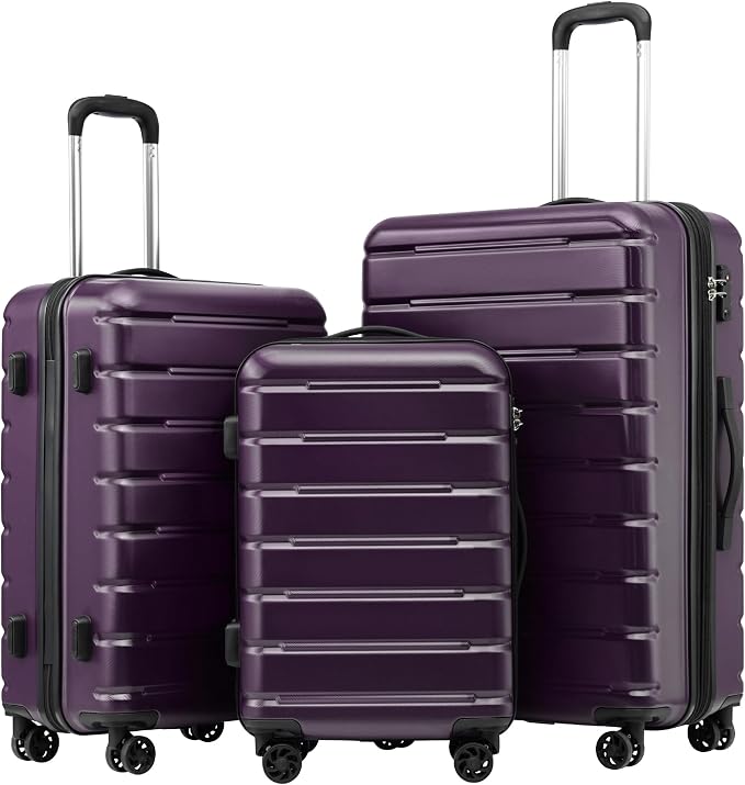Coolife Luggage Suitcase Carry-on Spinner TSA Lock USB Port Expandable by COOLIFE