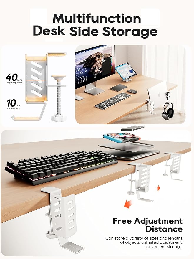 Desk Side Laptop Holder, Desk Side Storage, No Drill Side Desk Organizer - Image 2