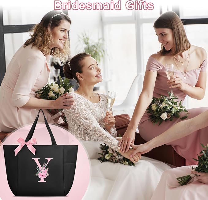 Vavabox Tote Bag, A-Z Initial Monogrammed Waterproof Tote Bag, Bridesmaid Gifts - Image 6
