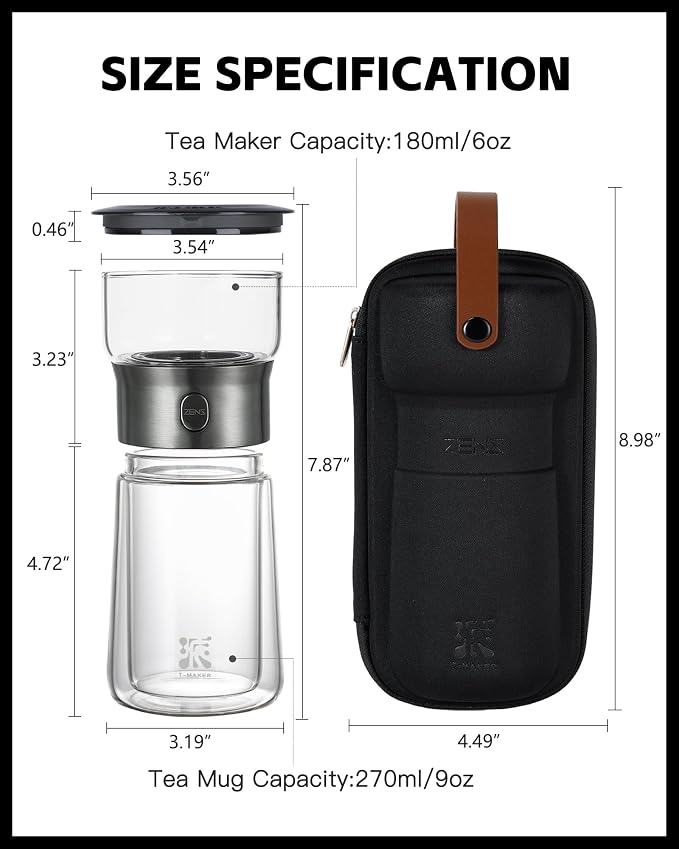 ZENS Modern Glass Tea Infuser Teapot, Smart One Touch Tea Maker - Image 5