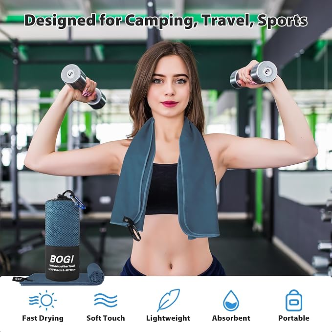 BOGI Microfiber Travel Sports Towel-Quick Dry, Soft Lightweight, Compact - Image 6