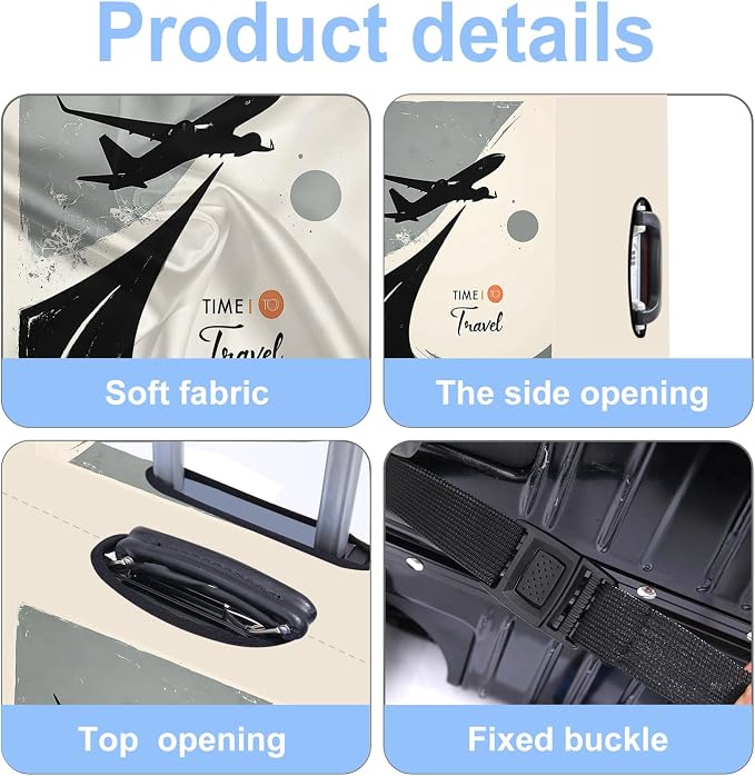 Suitcase Cover with Time to Travel Design, Luggage Protector, Fit - Image 4
