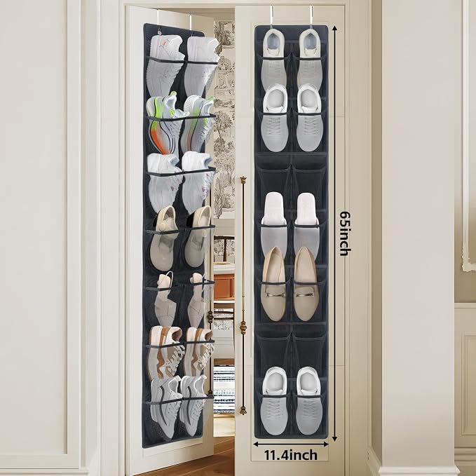 Over The Door Shoe Organizer, 14 Large Mesh Pockets Hanging Shoe Rack - Image 2