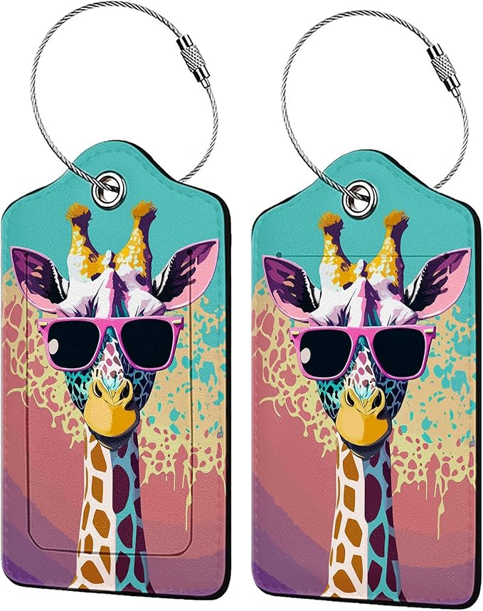 Giraffe in Sunglasses 2 Pack Luggage Tag by Unknown