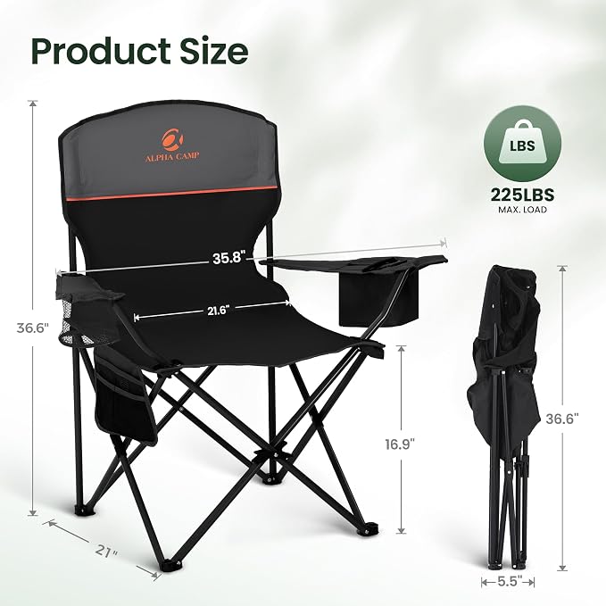HIGH POINT SPORTS 2 Pack Portable Camping Chair - Image 3