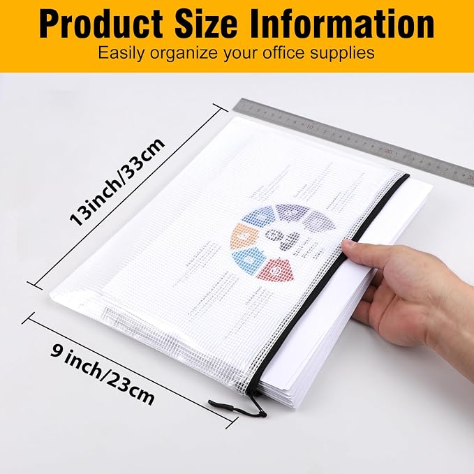 24pcs Large Mesh Zipper Pouch File Bags YOPCDJ Reusable Zippered Pouches - Image 2