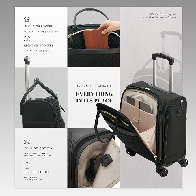 Verage 18x14x8in Spinner Underseat Carry-On Luggage -Airplane Personal Item Bag - Image 5