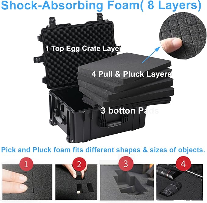 Rolling Hard Case with Foam, Equipment Case with Wheels and 4 Handles - Image 5