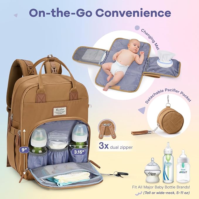 RUVALINO Diaper Bag Backpack, Large Capacity, Waterproof - Image 3