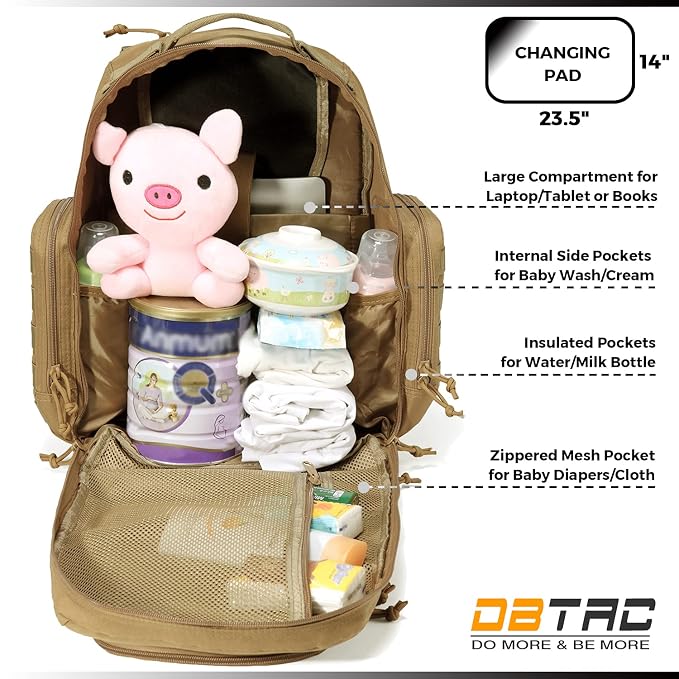 Diaper Bag Backpack for Dad, DBTAC Large Baby Nappy Bag for Men w/Changing Mat - Image 4