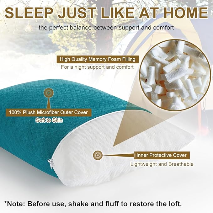 Ivellow Memory Foam Travel Pillow Compressible Camping Pillow - Image 3