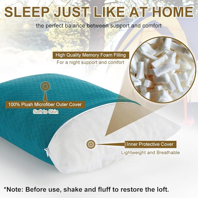 Ivellow Memory Foam Travel Pillow Compressible Camping Pillow - Image 3