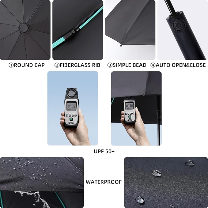 Folding Umbrella Anti-UV Compact Durable Folding Umbrella Auto Open Close - Image 8
