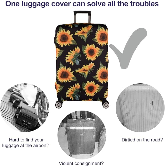 7-Mi Luggage Cover Thickened 19/22/26/30 Inch Suitcase Spandex Black Protector - Image 5