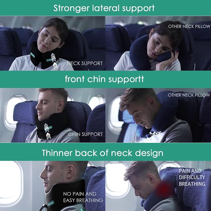 Travel Pillow, Super Neck Chin Head Support, Memory Foam, Neck Pillows - Image 3