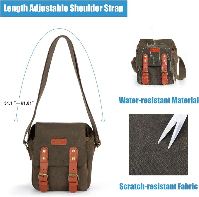 CADeN Compact Camera Bag Case Canvas Leather Trim Compatible - Image 7